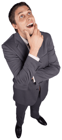 Transparent Businessman Thinking Concept Touching Chin