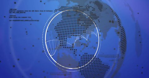 Global Data Processing with DNA Strand Over Blue Background - Download Free Stock Images Pikwizard.com