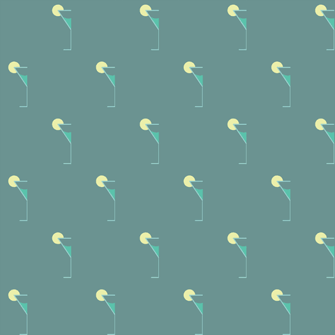 Seamless Transparent Cocktail Glass Pattern on Green