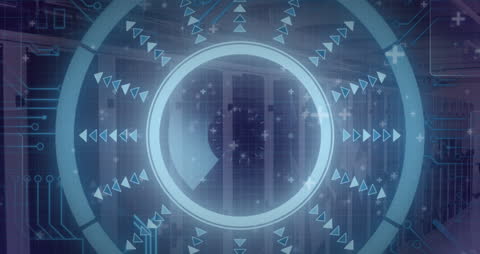 Abstract Digital Interface with Conceptual Data Flow in Server Room