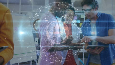 Diverse Team Collaborating with Digital Technology Concepts