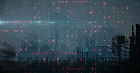Cybersecurity Breach Alert Over Urban Skyline - Download Free Stock Images Pikwizard.com