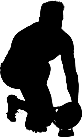Transparent silhouette of rugby player preparing penalty kick