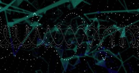 Abstract Digital Sine Wave and Polygonal Network Visualization