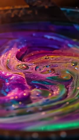 Creating Vibrant Marbled Spiral by Scraping Inks with Spatula | Vertical Art Video