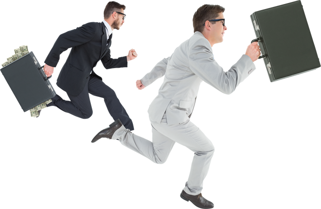 Transparent Businessmen Running with Briefcases - Download Free Stock Videos Pikwizard.com