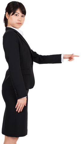 Transparent image of asian businesswoman pointing in office attire