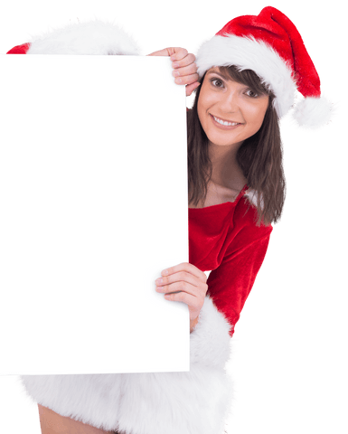 cute santa girl holding poster on transparent background - Download Free Stock Videos Pikwizard.com