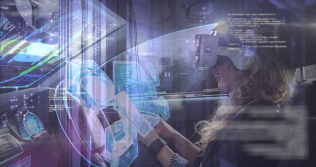 Woman Experiencing Augmented Reality in Futuristic Car - Download Free Stock Images Pikwizard.com