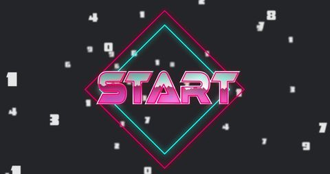Retro start logo with dynamic numbers background