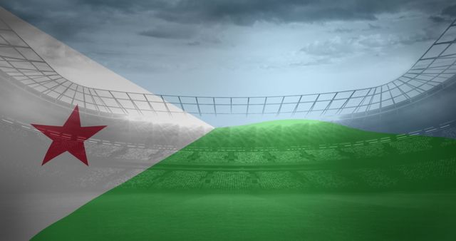 Djibouti Flag Overlays Modern Sports Stadium Arena - Download Free Stock Images Pikwizard.com