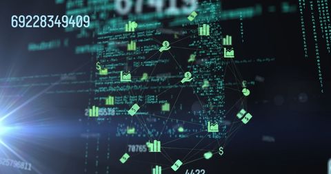 Data Processing Network with Global Business Interface - Download Free Stock Images Pikwizard.com