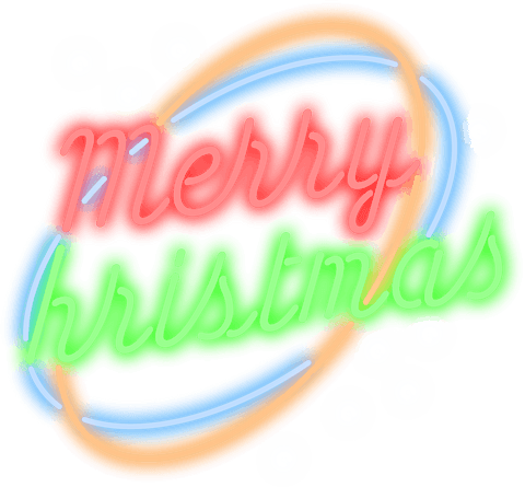 Colorful neon merry christmas text with transparent background