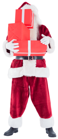 Santa Claus Holding Bright Red Gifts on Transparent Background - Download Free Stock Videos Pikwizard.com