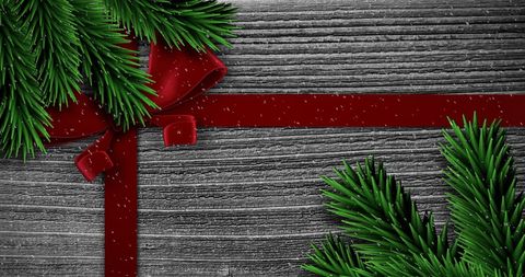 Christmas Gift Background with Red Ribbon and Snow - Download Free Stock Images Pikwizard.com