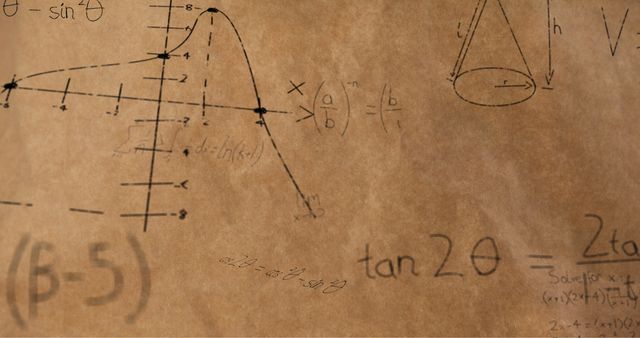 Mathematical Equations and Graph Illustrations on Brown Background - Download Free Stock Images Pikwizard.com