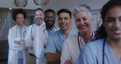 Diverse Healthcare Team Smiling Together in Hospital