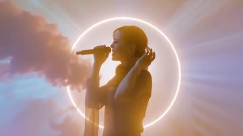 Dynamic Female Singer With Neon Glow and Smoke
