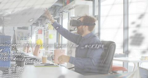 Mid-Age Professional Exploring Virtual Reality in Bright Open-Plan Office