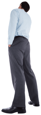 Thoughtful Transparent Businessman in Professional Attire Full-Length