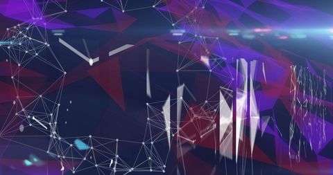 Abstract Digital Network on Dark Geometric Background - Download Free Stock Images Pikwizard.com