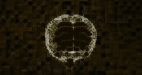 Futuristic Digital Brain Animation on Dark Background
