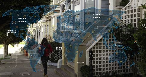 Global Data Interface Overlay in Urban Environment - Download Free Stock Images Pikwizard.com