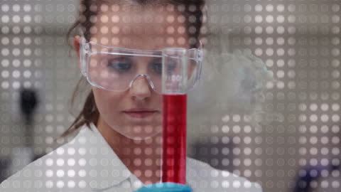 Scientist Conducting Chemistry Experiment with Smoky Reagent