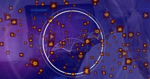 Digital data processing with dna strand overlay on computer screen