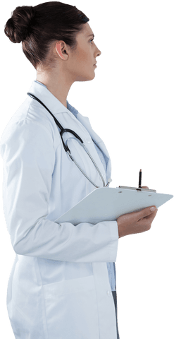 Female Physician in White Coat with Clipboard in Transparent Background - Download Free Stock Videos Pikwizard.com