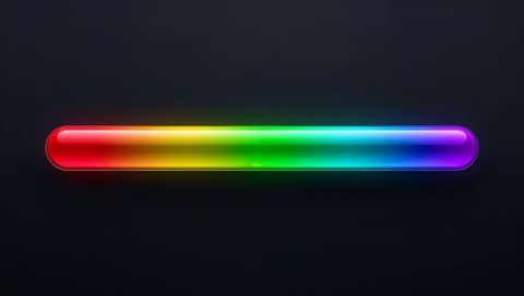 Displaying glossy rainbow gradient progress bar pill ui element dark vignette background