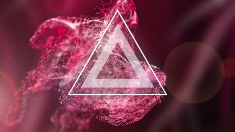 Vibrant Pink Triangle Animation over Digital Trails