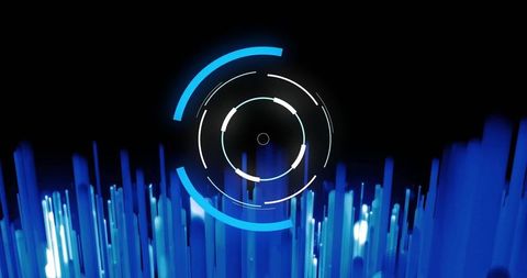 Futuristic Digital Interface with Glowing Vertical Bars