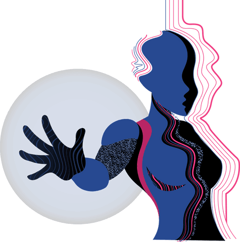 Abstract minimalist vector with hands transparent background