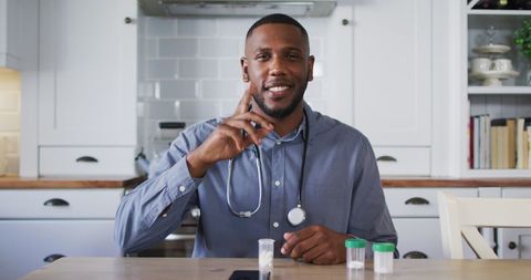 Telemedicine Consultation with African American Doctor from Home