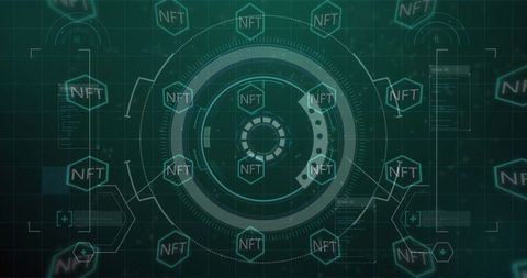 Futuristic HUD Interface with NFT Digital Displays
