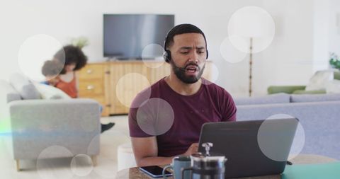 Remote work lifestyle with family in cosy home environment