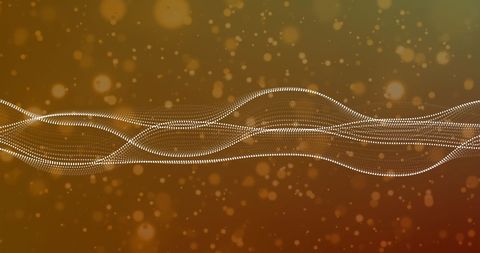 Abstract Digital Wave with Floating Particle Effects on Yellow Background - Download Free Stock Images Pikwizard.com