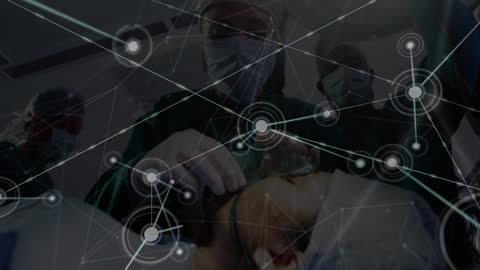 Surgical Team with Futuristic Network Overlay