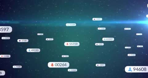 Futuristic Notification Bubbles in Digital Starfield Interface