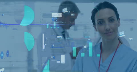 Doctors Analyzing Digital Financial Data in Hospital