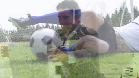 Digital Data Overlapping Soccer Player on Field