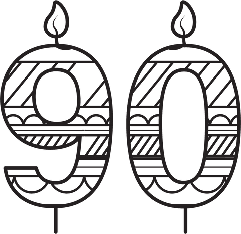 Stylish 90th Birthday Candle Vector on Transparent Background - Download Free Stock Videos Pikwizard.com