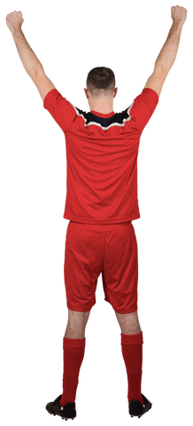 Cheering Football Player in Red Uniform on Transparent Background - Download Free Stock Videos Pikwizard.com