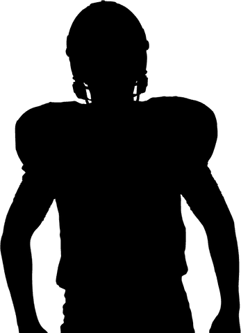 Transparent silhouette of american football athlete in confident stance