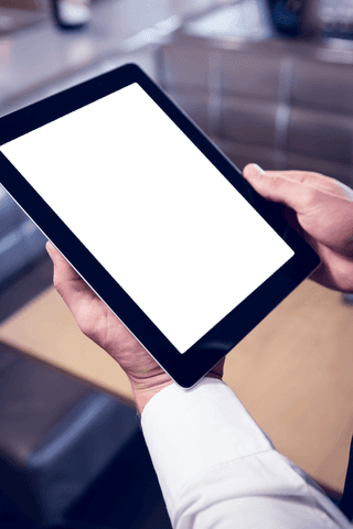 Transparent Digital Tablet Held by Businessman in Cafe Setting - Download Free Stock Videos Pikwizard.com