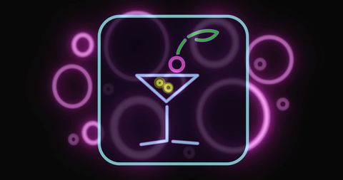 Vibrant Neon Martini Sign with Glowing Accents