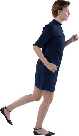 Caucasian Businesswoman in Blue Dress on Transparent Background