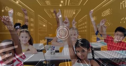 Students actively participating in tech-enhanced classroom