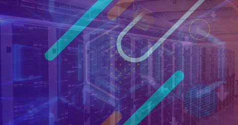 Abstract Digital Composite of Network Servers and Graphic Overlays